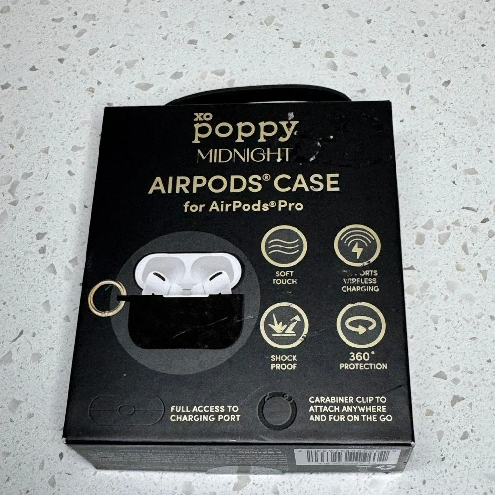 XO Poppy Midnight AirPods Pro Case Black Soft‎ Touch Shockproof NIB